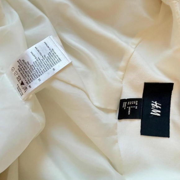 H&M Blazer Lace Crochet cropped white women jacket size 4 small white - Picture 5 of 8